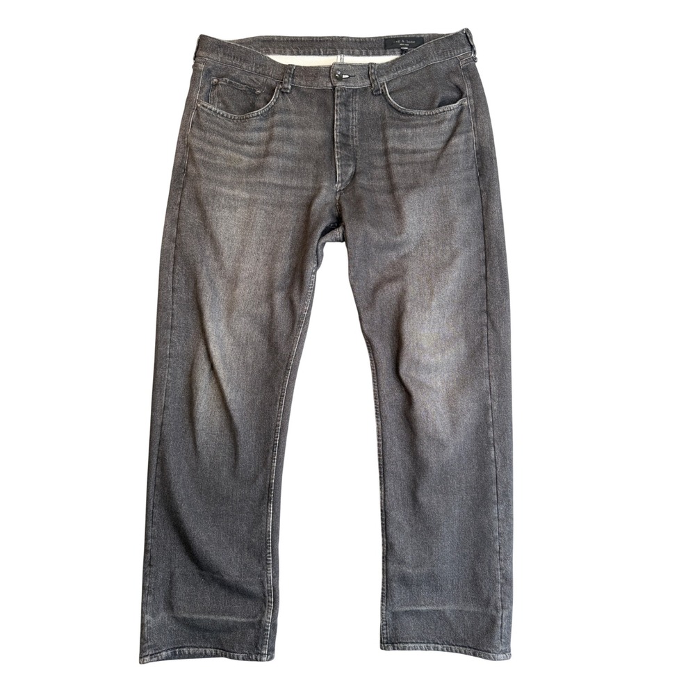 rag & bone Miramar Stretch Jeans Mens 34x28 Faded Black Gray Soft Denim Straight